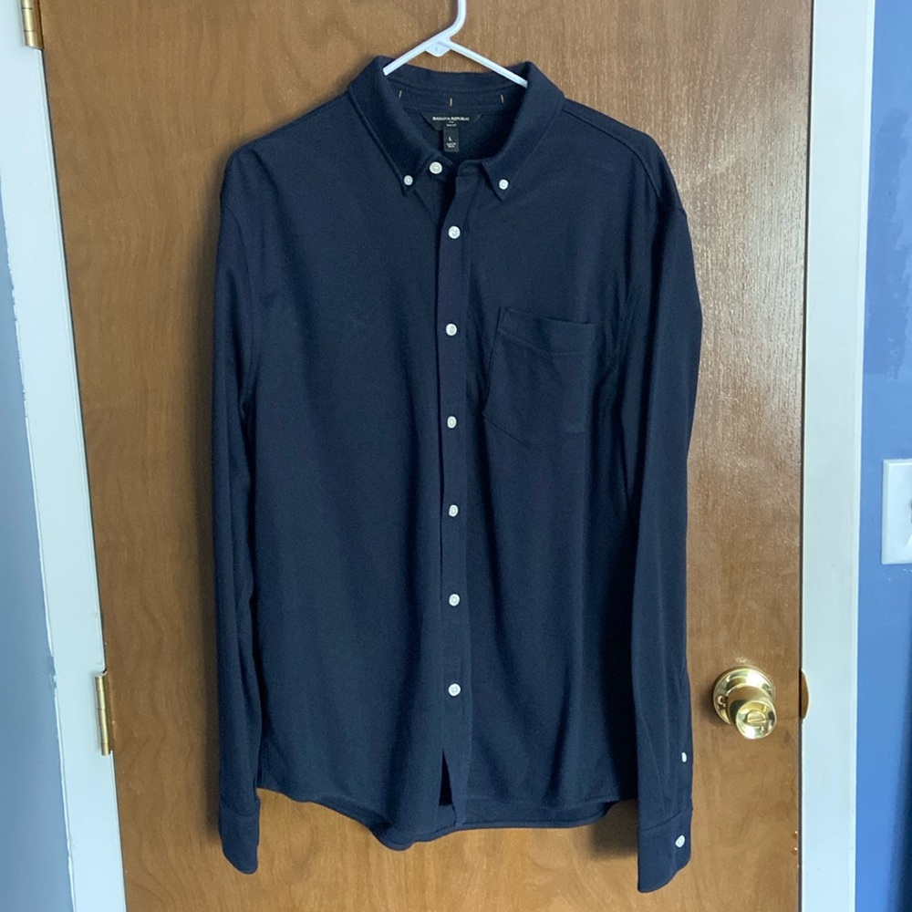 Banana Republic Casual Navy Slim Fit Button Down Shirt